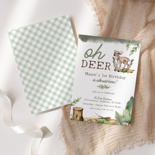 Oh Hjort Woodland Baby Hjort Birthday Inbjudningar (Skapare uppladdad)