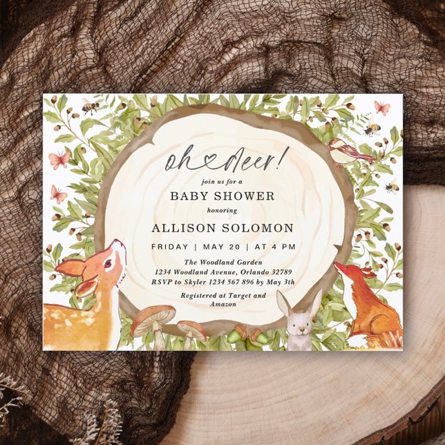 Oh Hjort Woodland Baby Shower Forest Animal Inbjudningar (Skapare uppladdad)
