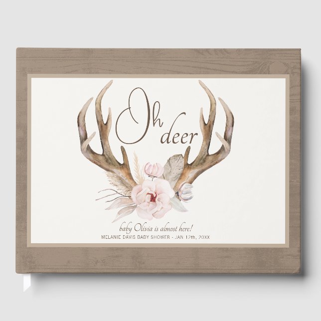 Oh Hjort Woodland Baby Shower Guest Bok - Boho Wat (Framsida)