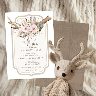 Oh Hjort Woodland Baby Shower-inbjudan - Boho Flo Inbjudningar