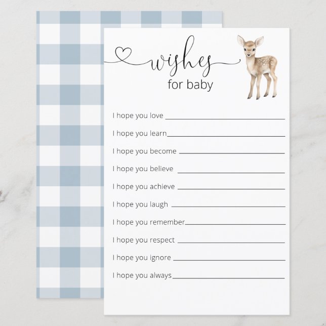 Oh Hjort Woodland Baby Shower Önskemål for Baby (Fram/baksida)