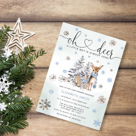 Oh Hjort Woodland Blue Baby Shower Inbjudningar