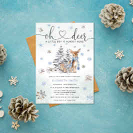 Oh Hjort Woodland Blue Baby Shower Inbjudningar