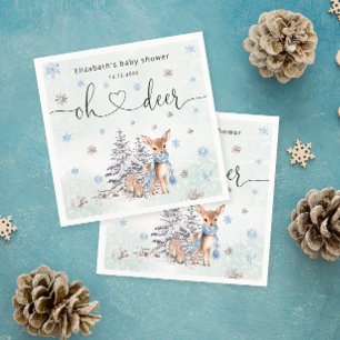 Oh Hjort Woodland Blue Boy Baby Shower Pappersservett