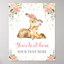 Oh Hjort Woodland Flicka Shower Customized Peach Poster
