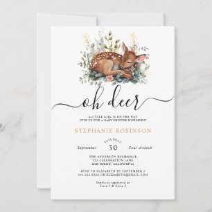 Oh Hjort Woodland Forest Baby Shower Inbjudningar