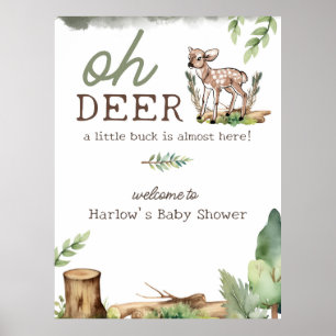Oh Hjort Woodland Hjort Baby Shower Välkomstskylt Poster