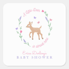 Oh Hjort Woodland Theme Baby Shower Fyrkantigt Klistermärke
