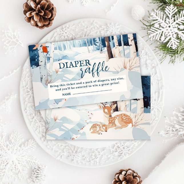 Oh hjort woodland vintertid Diaper Raffle Baby dus Tilläggskort (Skapare uppladdad)