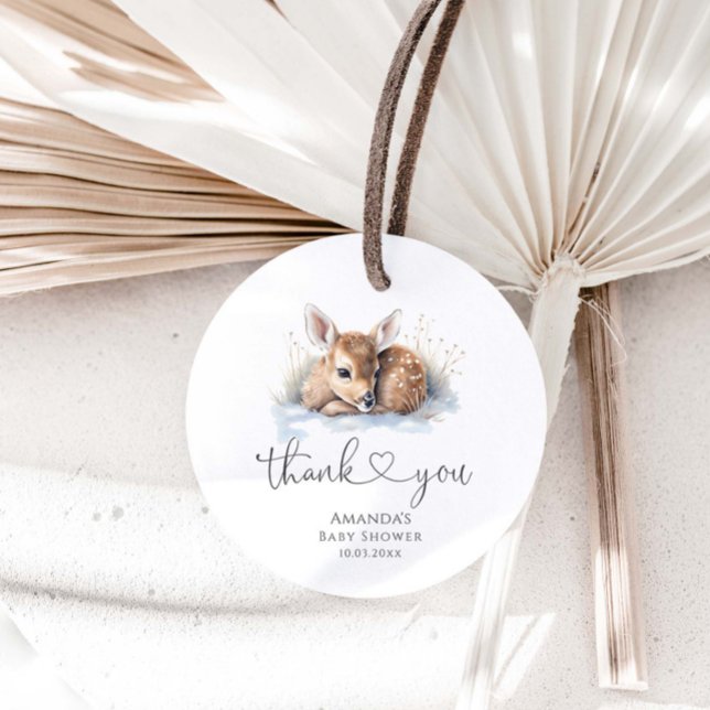 Oh Hjort Woodland Winter Baby Shower Gåvor Etiketter (Skapare uppladdad)