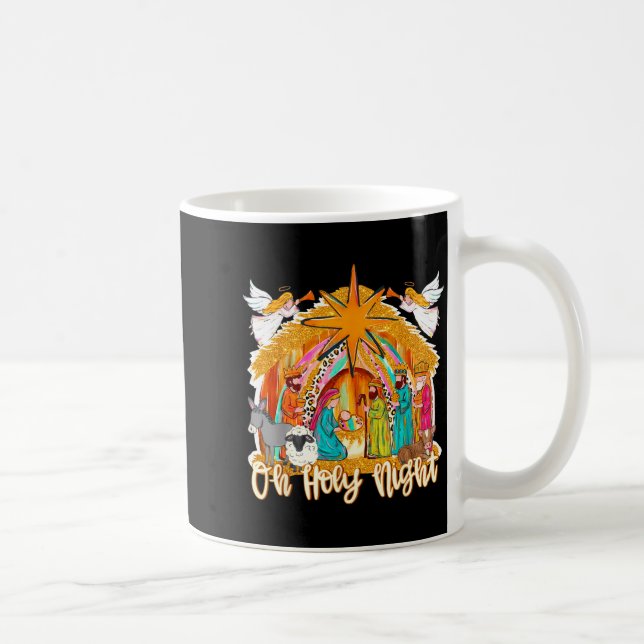 Oh Holy Night Christian Nativity Scene Christmas R Kaffemugg (Höger)