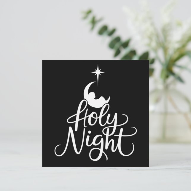 Oh Holy Night Family Christmas Nativity Scene Xmas Julkort (Stående Fram)