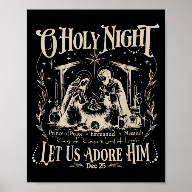 Oh Holy Night Let Us Adore Him Christmas Christian Poster (Framsidan)