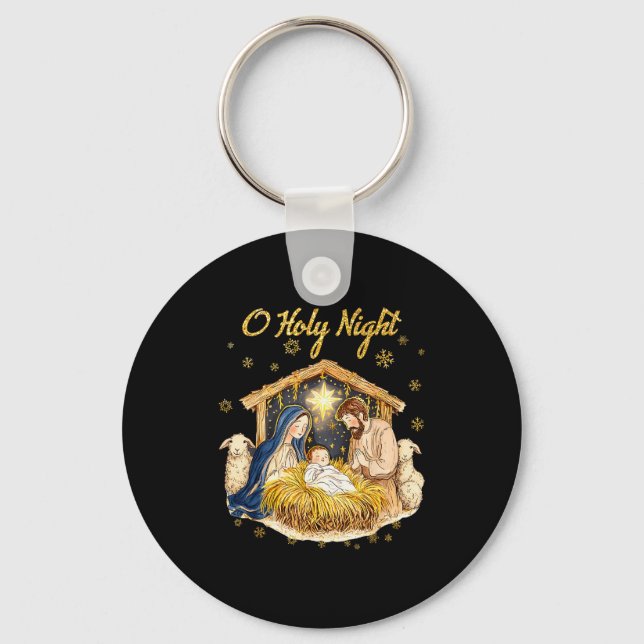 Oh Holy Night Religious Christmas Nativity Scene F Nyckelring (Framsida)
