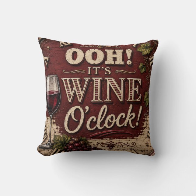 Oh! It's Wine O'Clock Kudde (Framsida)
