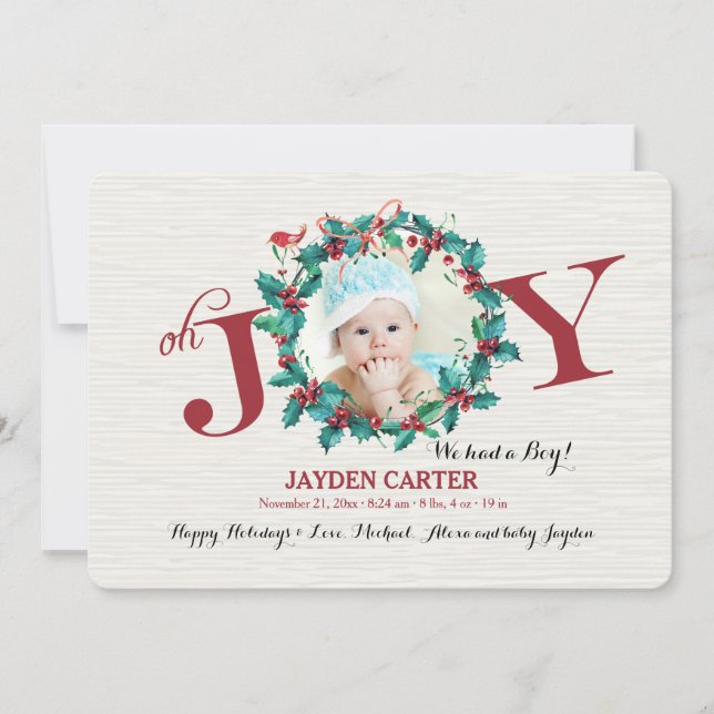 Oh Joy Helgdag Photo Birth Notice Julkort (Framsida)