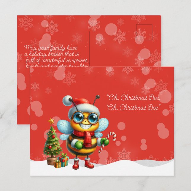 "Oh, jul BEE, Oh, jul BEE" Vykort (Fram/baksida)