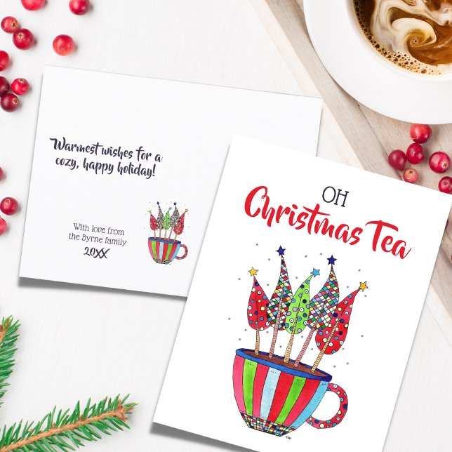 Oh jul Tea Disco Träd Helg Vykort (Skapare uppladdad)