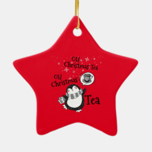 Oh jul Tea Penguin Älskare - Tea Drinker Julgransprydnad Keramik