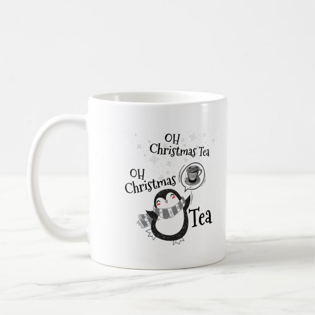 Oh jul Tea Penguin Älskare - Tea Drinker Kaffemugg (Vänster)
