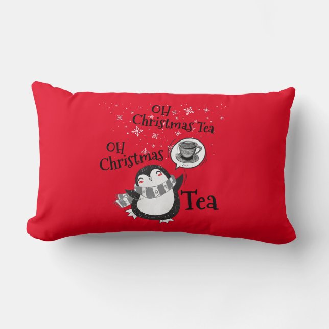 Oh jul Tea Penguin Älskare - Tea Drinker Lumbarkudde (Framsida)