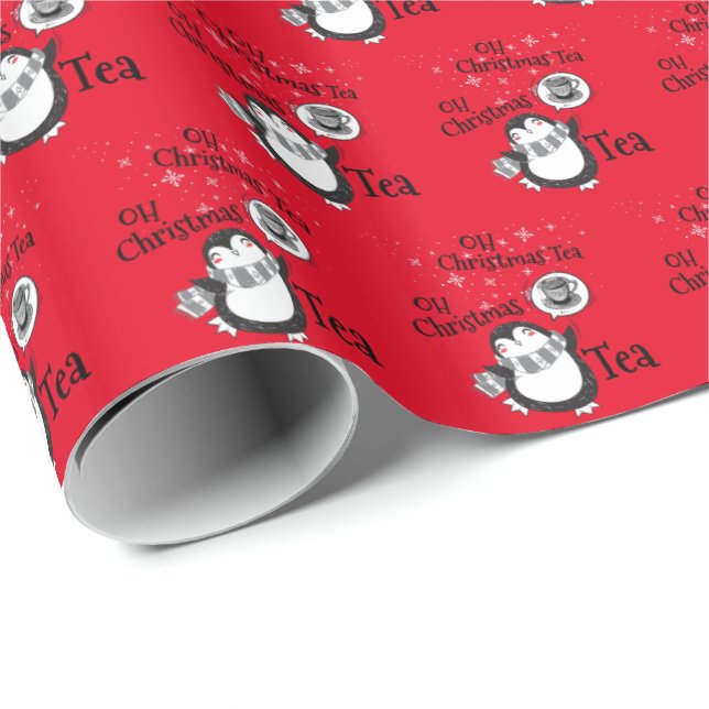 Oh jul Tea Penguin Älskare - Tea Drinker Presentpapper (Rullad Hörn)