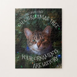 Oh Julgran Mischievevevous Flin Kattunge Funny Cat Pussel