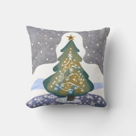 Oh Julgran | Watercolor Winter-målning Kudde