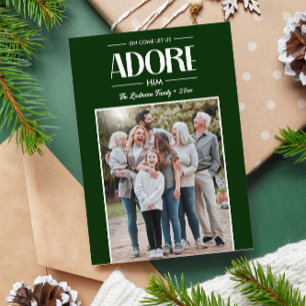 Oh Kom Låt oss Adore GRÖNT Christian Photo Julkort