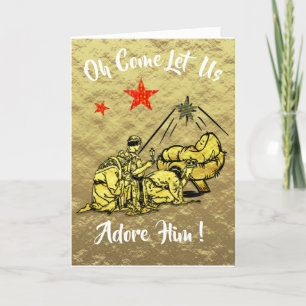 Oh Kom Låt oss Adore Him Baby Jesus Jul Holi Helgkort