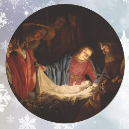 Oh Kom Låt oss Adore Him Baby Jesus Runt Klistermärke
