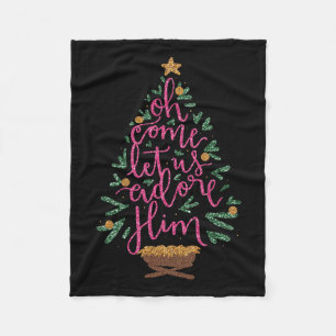 Oh Kom Låt oss Adore Him Jesus Kristus Fleecefilt