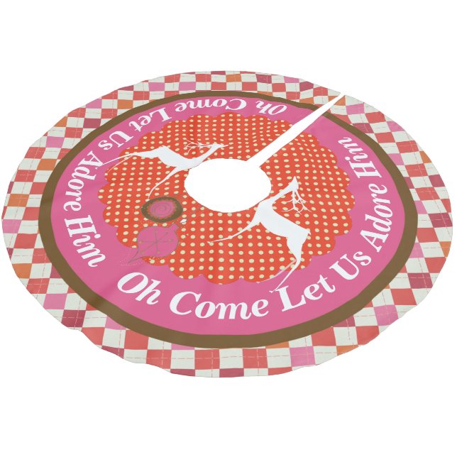 Oh Kom Låt oss Adore Him Träd Skirt Julgransmatta Borstad Polyester (Vinklad)