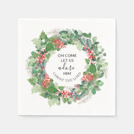 Oh Kom Låt oss Adore honom Christian jul Pappersservett