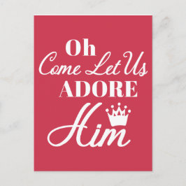 Oh Kom Låt oss Adore honom Christian jul Vykort