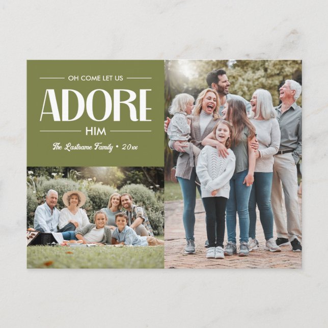 Oh Kom Let oss Adore Him SAGE Christian 2 Photo Helg Vykort (Framsida)