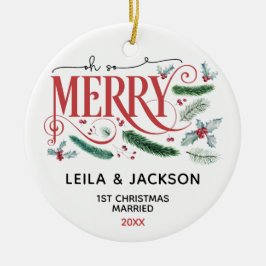 Oh kopplar ihop den så glada helgdagjulen julgransprydnad keramik