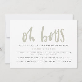 Oh kopplar samman pojkar baby showerinbjudan julkort