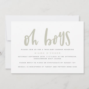 Oh kopplar samman pojkar baby showerinbjudan julkort
