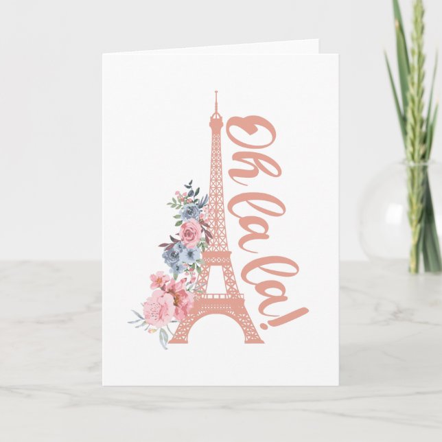 Oh La - Eiffel Torn Paris Frankrike Helgkort (Framsida)
