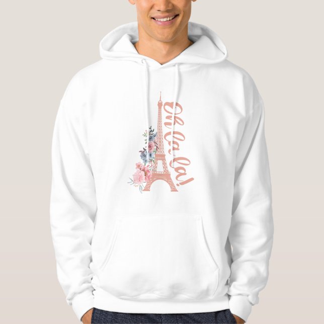 Oh La - Eiffel Torn Paris Frankrike Hoodie (Framsida)