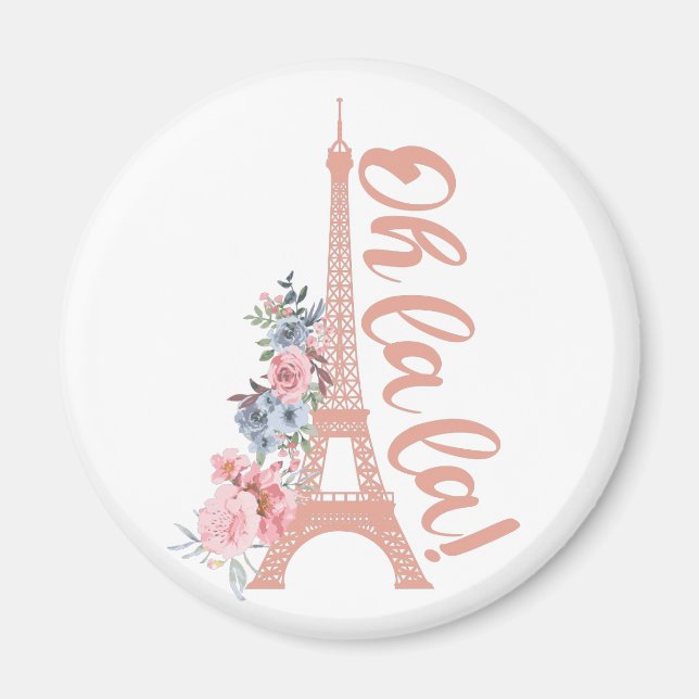 Oh La - Eiffel Torn Paris Frankrike Magnet (Framsidan)