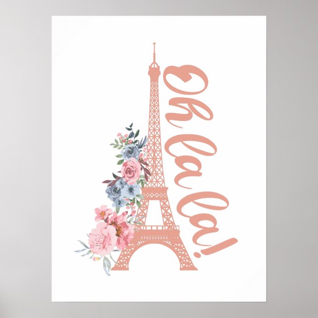 Oh La - Eiffel Torn Paris Frankrike Poster (Framsidan)