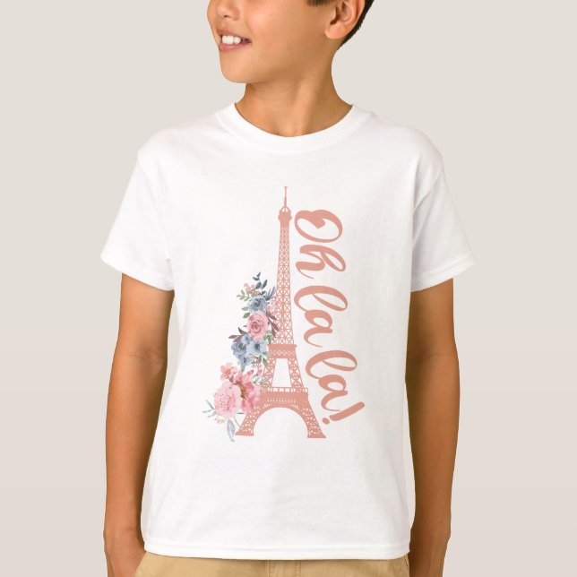 Oh La - Eiffel Torn Paris Frankrike T Shirt (Framsida)