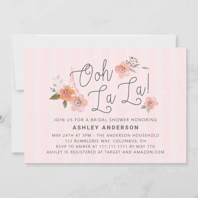 Oh La Fransk Inbjudningskort för möhippan (Framsida)