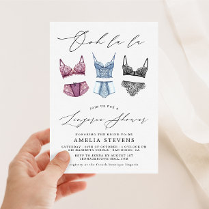 Oh La Fransk Lingerie Shower Inbjudningar