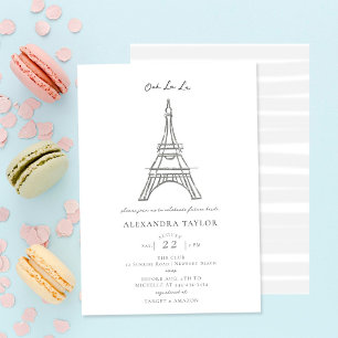 Oh La Glitter Eiffel Paris Minimal Möhippa Inbjudningar
