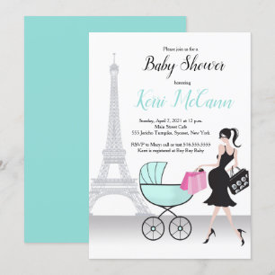 Oh Là Là Paris-Theter Baby Shower Inbjudan