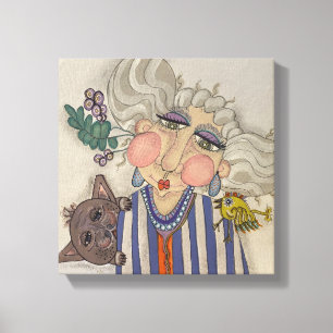 "Oh La La" Whimsical Porträtt Kanvastryck