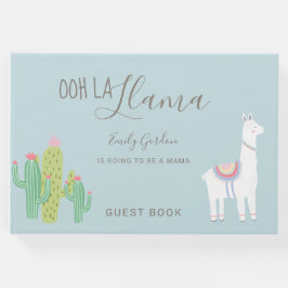 Oh La Llama Baby Shower Blue Succulents Cute Gästböcker